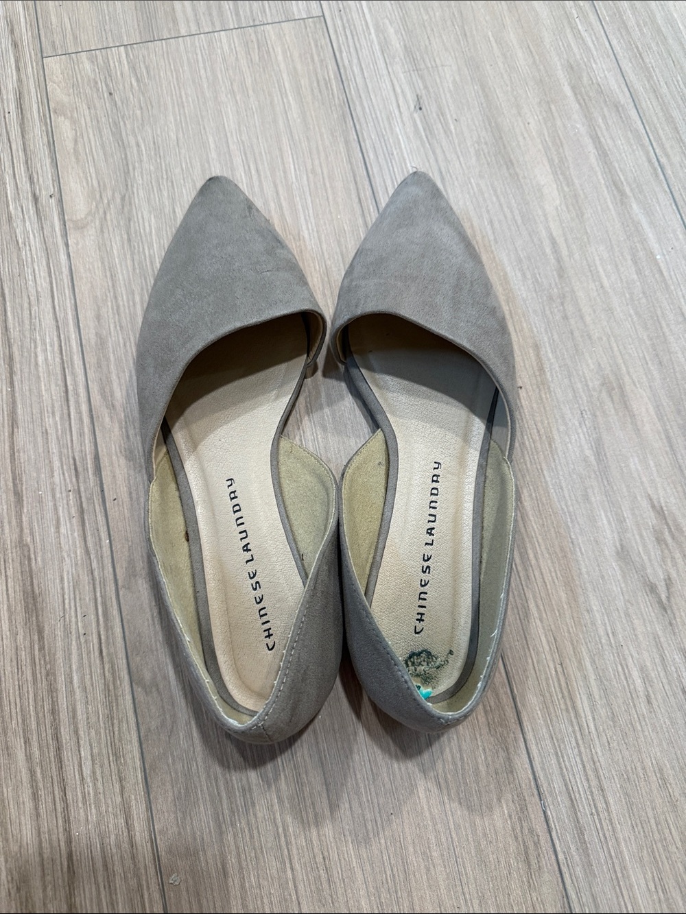 Chinese Laundry Gray Pointed Toe D'Orsay Flats